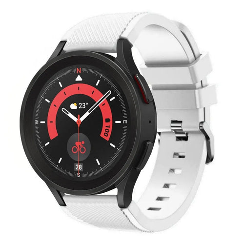 Twill Silicone Strap, white, on a watch, 3/4 front view