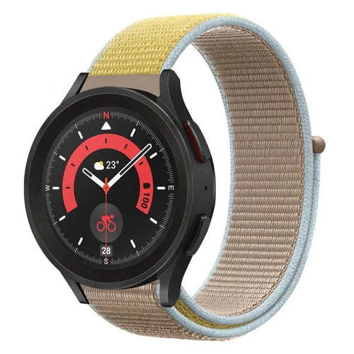 Nylon Strap, camel, on a watch, 3/4 front view