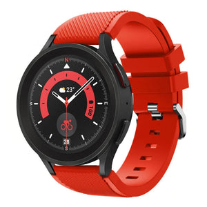 Twill Silicone Strap, red, on a watch, 3/4 front view