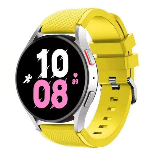 Twill Silicone Strap, yellow, on a watch, 3/4 front view