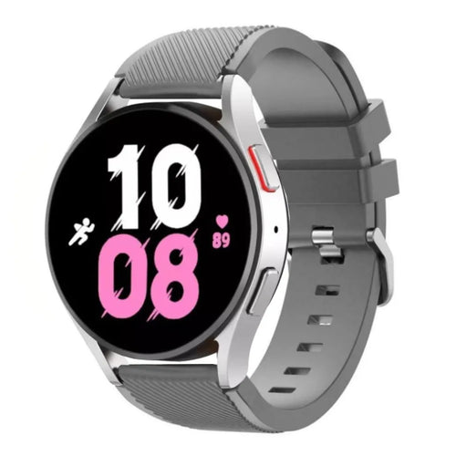 Twill Silicone Strap, grey, on a watch, 3/4 front view