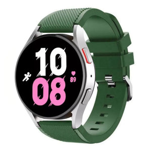 Twill Silicone Strap, army green, on a watch, 3/4 front view