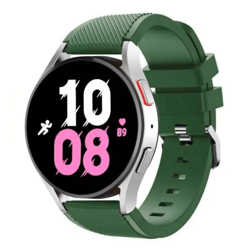 Twill Silicone Strap, army green, on a watch, 3/4 front view