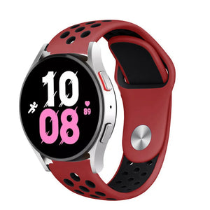 Silicone Sport Strap, red/black, on a watch, 3/4 front view