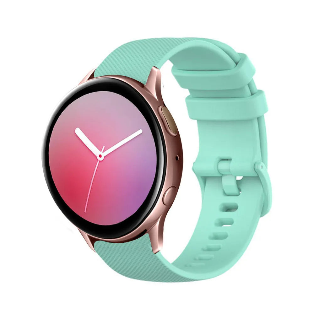 Premium Silicone Strap, aqua, on a watch, 3/4 front view