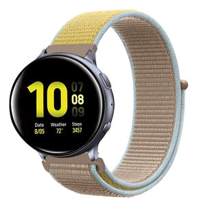 Nylon Strap, camel, on a watch, 3/4 front view
