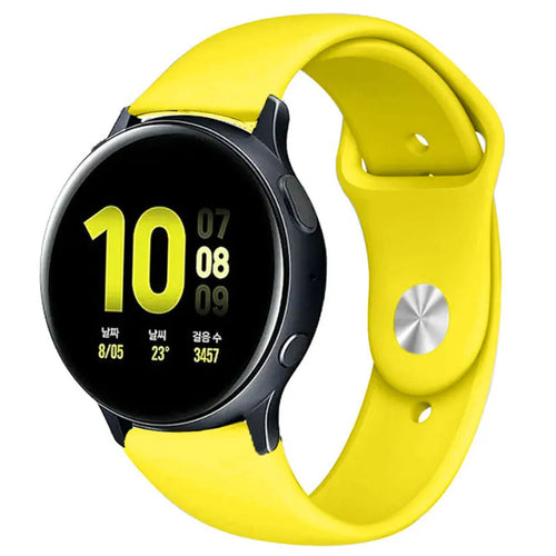 Silicone Sport Strap, yellow, on a watch, 3/4 front view