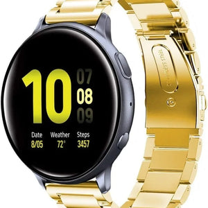 Steel Strap, gold, on a watch, 3/4 front view