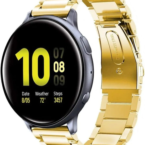 Steel Strap, gold, on a watch, 3/4 front view
