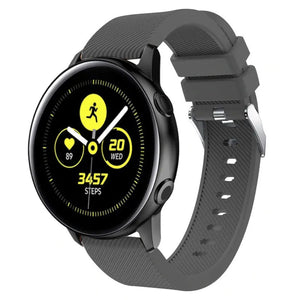 Twill Silicone Strap, grey, on a watch, 3/4 front view