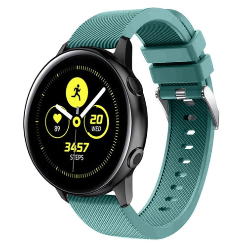 Twill Silicone Strap, viridian, on a watch, 3/4 front view