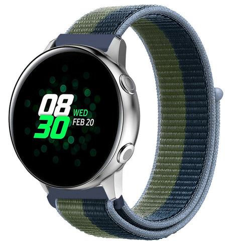 Nylon Strap, moss green, on a watch, 3/4 front view