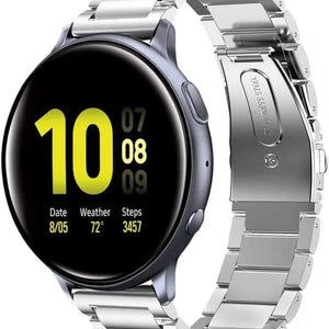 Steel Strap, silver, on a watch, 3/4 front view