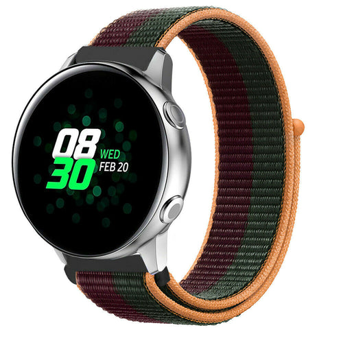 Nylon Strap, dark cherry, on a watch, 3/4 front view