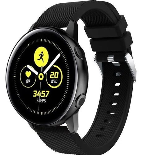 Twill Silicone Strap, black, on a watch, 3/4 front view