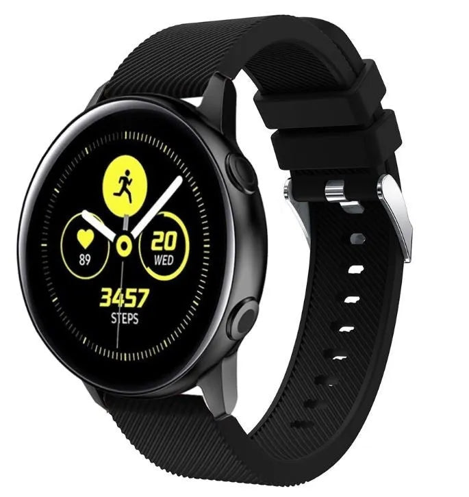 Twill Silicone Strap, black, on a watch, 3/4 front view