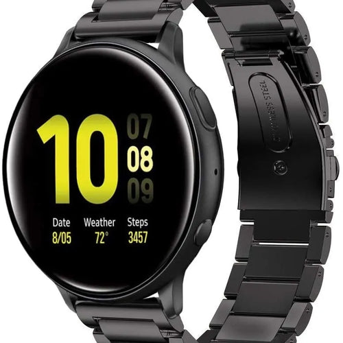 Steel Strap, black, on a watch, 3/4 front view