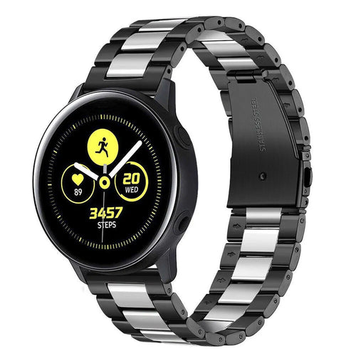 Steel Strap, black/silver, on a watch, 3/4 front view