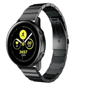 Premium Metal Strap, black, on a watch, 3/4 front view