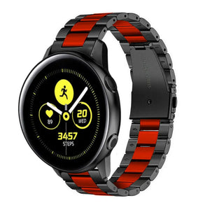 Steel Strap, black/red, on a watch, 3/4 front view
