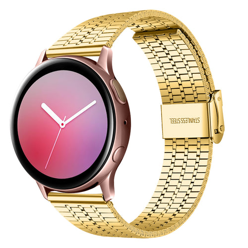 Fine Steel Strap, gold, on a watch, 3/4 front view