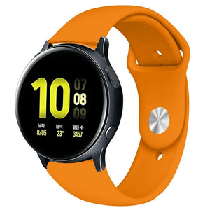 Silicone Sport Strap, orange, on a watch, 3/4 front view