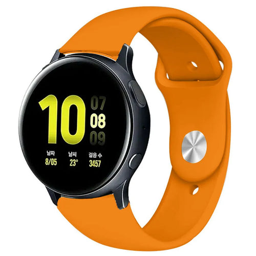 Silicone Sport Strap, orange, on a watch, 3/4 front view
