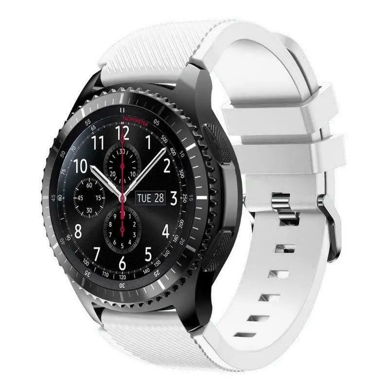 Twill Silicone Strap, white, on a watch, 3/4 front view