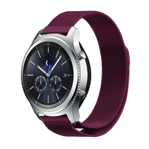 Milanese Strap, purple, on a watch, 3/4 front view