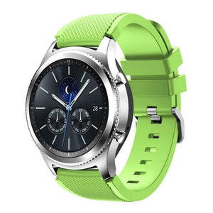 Twill Silicone Strap, light green, on a watch, 3/4 front view