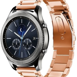 Steel Strap, rose gold, on a watch, 3/4 front view