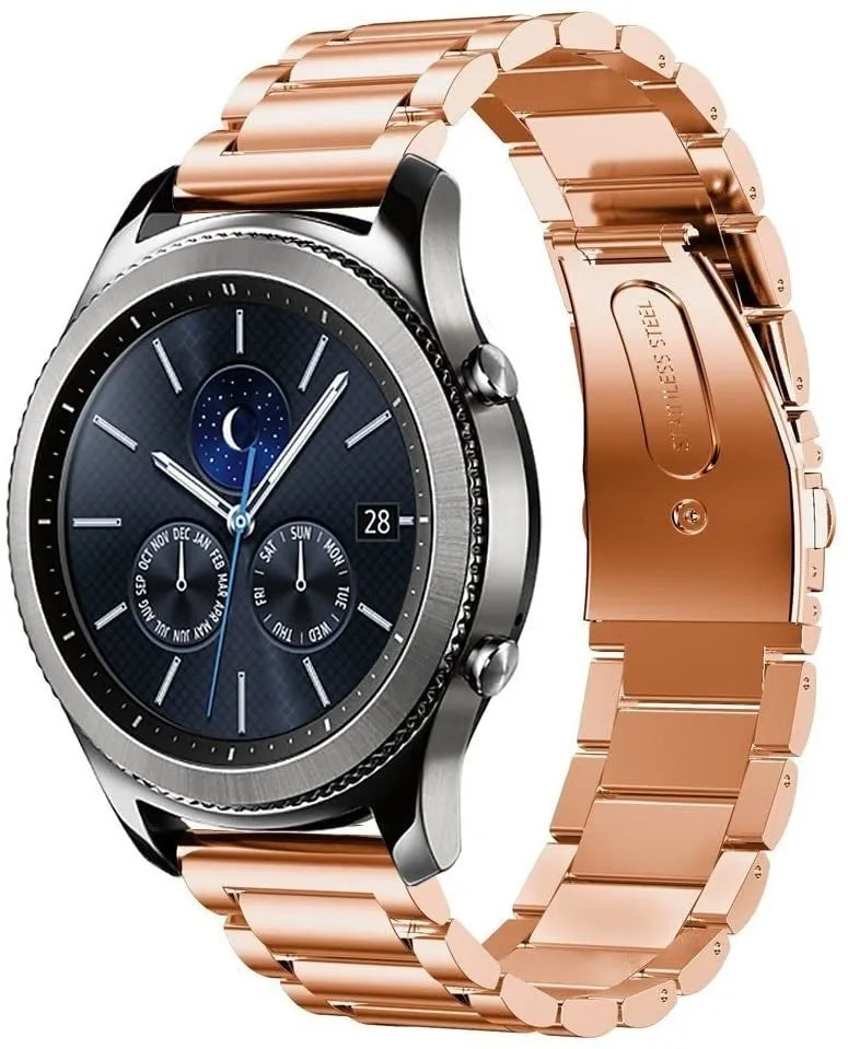 Steel Strap, rose gold, on a watch, 3/4 front view