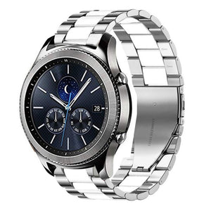 Steel Strap, silver/white, on a watch, 3/4 front view