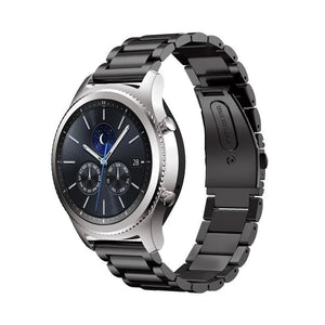 Steel Strap, black, on a watch, 3/4 front view
