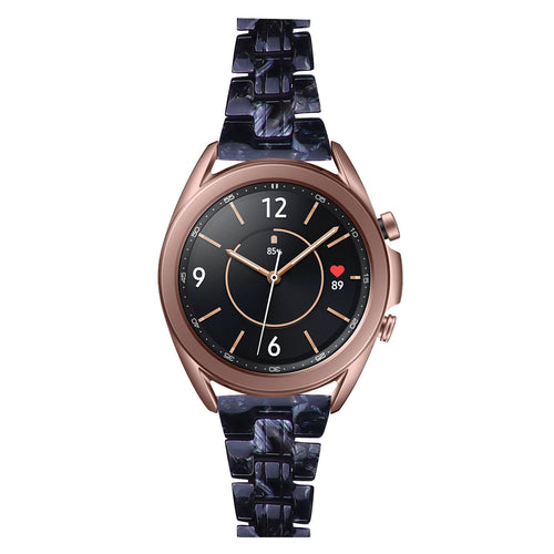 Metal Resin Strap, black/white, on a watch, 3/4 front view