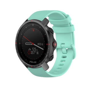 Premium Silicone Strap, aqua, on a watch, 3/4 front view