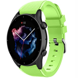 Twill Silicone Strap, light green, on a watch, 3/4 front view
