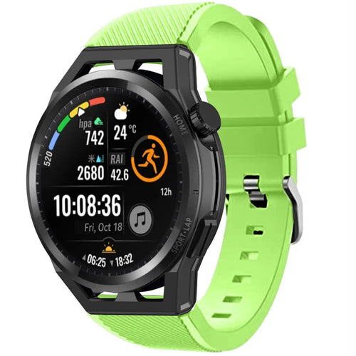 Twill Silicone Strap, light green, on a watch, 3/4 front view