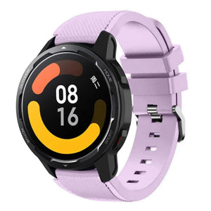 Twill Silicone Strap, lilac, on a watch, 3/4 front view