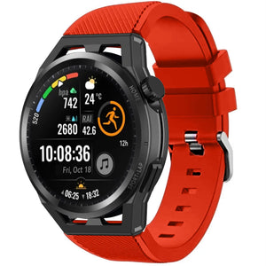 Twill Silicone Strap, red, on a watch, 3/4 front view