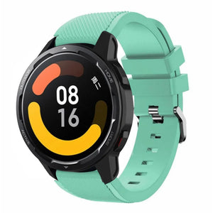 Twill Silicone Strap, aqua, on a watch, 3/4 front view
