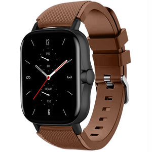 Twill Silicone Strap, brown, on a watch, 3/4 front view