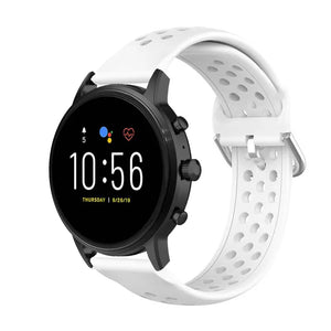 Breathable Silicone Strap, white, on a watch, 3/4 front view