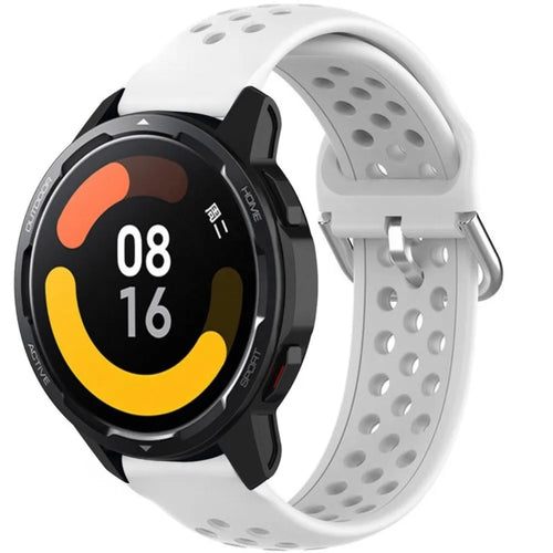 Breathable Silicone Strap, white, on a watch, 3/4 front view