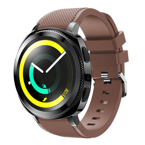 Twill Silicone Strap, brown, on a watch, 3/4 front view