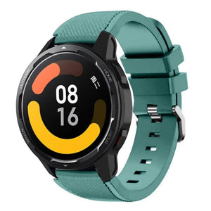 Twill Silicone Strap, viridian, on a watch, 3/4 front view