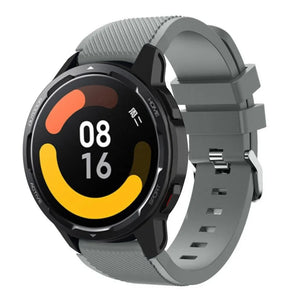 Twill Silicone Strap, grey, on a watch, 3/4 front view