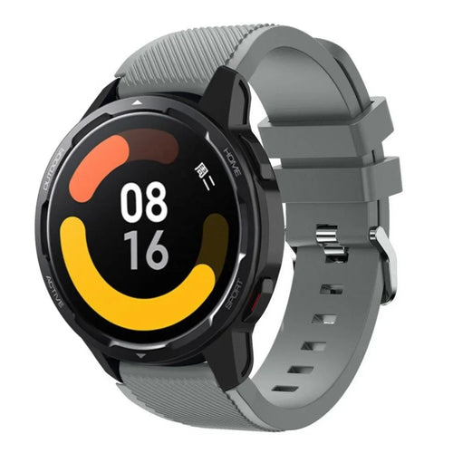 Twill Silicone Strap, grey, on a watch, 3/4 front view