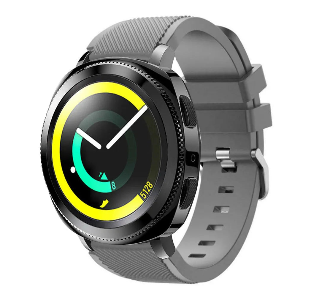 Twill Silicone Strap, grey, on a watch, 3/4 front view
