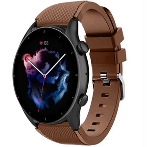 Twill Silicone Strap, brown, on a watch, 3/4 front view